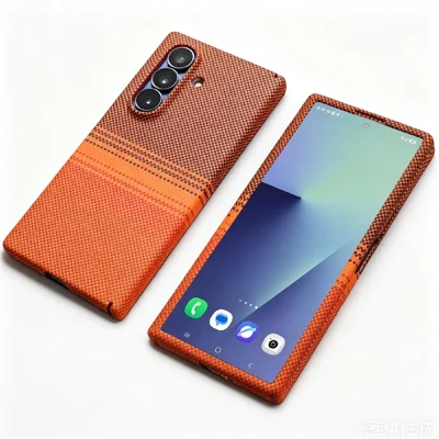 For Samsung Galaxy Z Fold7 5G Magnetic Case with Screen Protector Water Transfer Hard PC Hinge Protection Phone Cover - Orange