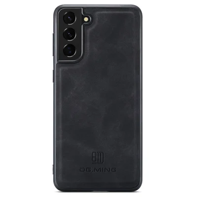 DG.MING Pour Samsung Galaxy S21 FE 5G Coque Revêtement en Cuir PU PC + TPU Étui Hybride pour Téléphone - Noir