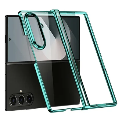 For Samsung Galaxy Z Fold8 Ultra Case Hinge Design Electroplating PC Clear Phone Cover - Green