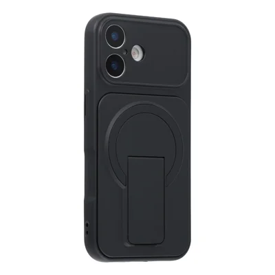 Cover per iPhone 17, Cover Protettivo in Acrilico Gommatato + TPU con Supporto Integrato Pieghevole e Antishock - Nero