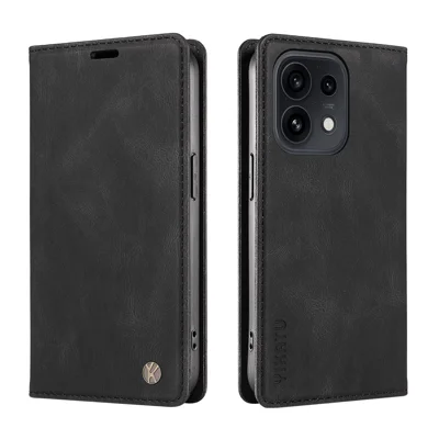 YIKATU pour Oppo Reno16 5G (Global) / Oppo Reno16 Pro 5G (Global) Étui en Cuir YK-004 Étuis Portefeuille Tactile - Noir