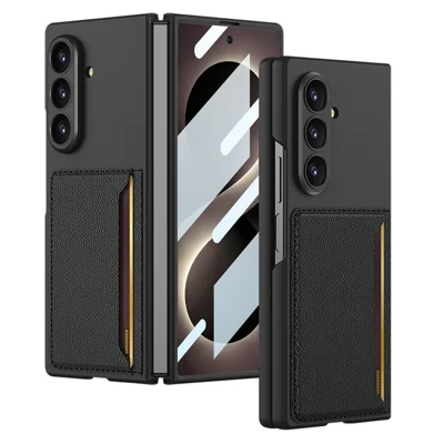 GKK For Samsung Galaxy Z Fold8 Ultra Case Hard PC Phone Cover with Slim Card Holder, Screen Film - Black
