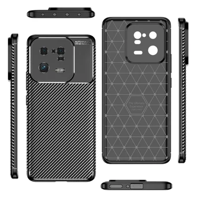 Para Xiaomi 13 Pro 5G Funda de teléfono móvil a prueba de arañazos con textura de fibra de carbono, de TPU suave y a prueba de golpes - Negro