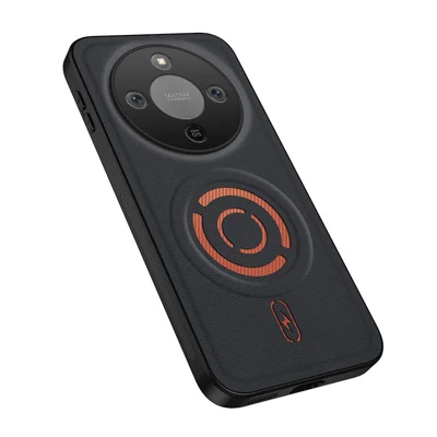 WANLONFENG für Honor X70 5G / Honor X9d 5G / Honor Magic8 Lite 5G KJB Series Magnetische Hülle Technisches Gewebe-Textur PC+TPU Stoßfester Handy-Schutz - Schwarz