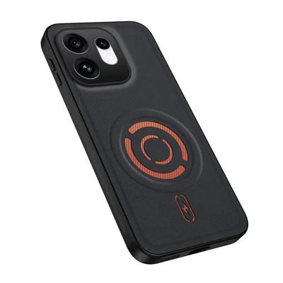 WANLONFENG per Oppo Reno16 5G (Global) Serie KJB Custodia Magnetica in Tessuto Tecnico PC+TPU Custodia Antiurto per Telefono - Nero