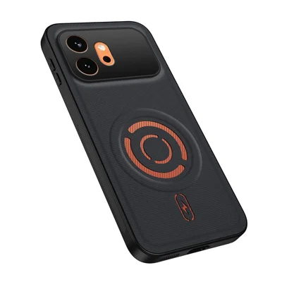 WANLONFENG pour Honor 600 5G KJB Étui Magnétique avec Texture en Tissu Technique PC+TPU Antichoc - Noir