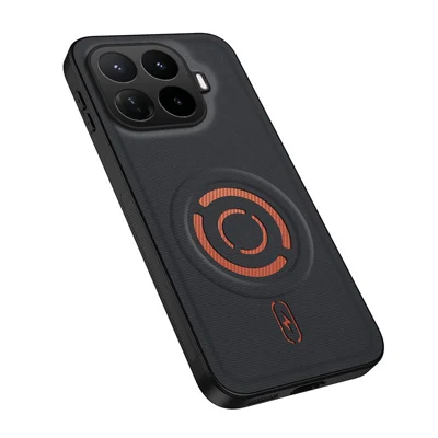 WANLONFENG pour Xiaomi 17T Pro KJB Série Étui Magnétique en Tissu Technique Texture Tech Housse de Protection Antichoc en PC+TPU - Noir