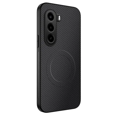  WANLONFENG for Realme P4x 5G / OnePlus Turbo 6X 5G TQ Series Magnetic Case Carbon Fiber Texture PC TPU Phone Cover - Black