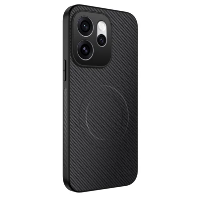 WANLONFENG pour Oppo Reno16 5G (Global) Série TQ Étui Magnétique avec Texture Fibre de Carbone Coque en PC TPU - Noir