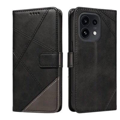  For Oppo Reno16 5G (Global) / Oppo Reno16 Pro 5G (Global) Flip Case Rhombus PU Leather Wallet Phone Cover -  Black