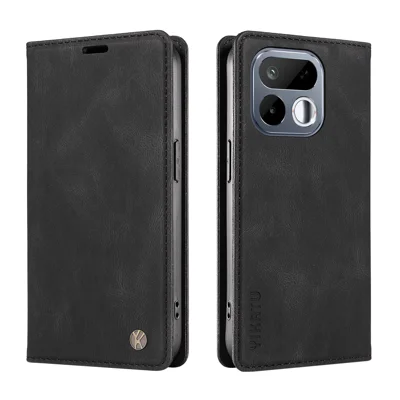YIKATU pour Realme 16T 5G étui en cuir YK-004 Skin-Touch étuis portefeuille pour téléphone - Noir