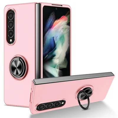 Für Samsung Galaxy Z Fold4 5G Hülle Drehbarer Ringständer Hartes PC-Telefonetui - Rosa