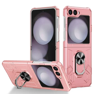 For Samsung Galaxy Z Flip7 FE 5G  /  Galaxy Z Flip6 5G Case PC Hard Phone Cover with Ring Holder Kickstand - Pink