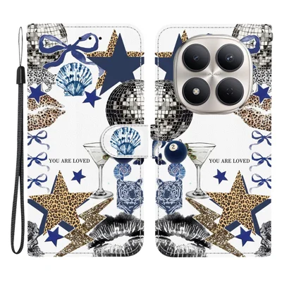 Phone Case For Xiaomi Redmi Note 15 5G (Global) / Note 15 4G (Global) / Poco M8 5G , Pattern Printing PU Leather Wallet Flip Stand Cover with Wrist Strap - Leopard-Print Star Bow