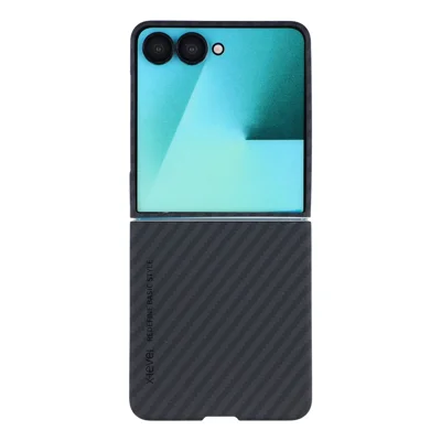 X-LEVEL For Samsung	Galaxy Z Flip8 Case Carbon Fiber Texture Hard PC Phone Cover Anti Shock - Black