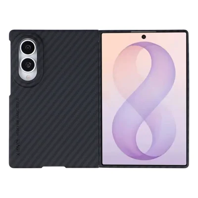 X-LEVEL Étui pour Samsung Galaxy Z Fold8 Texturé Fibre de Carbone Coque Rigide en PC Anti-choc - Noir