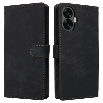 Coque portefeuille pour TCL K70 Nxtpaper 5G, blocage RFID, housse en cuir PU avec support et sangle - Noir