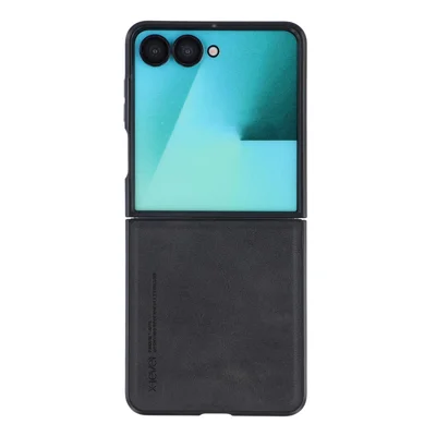 X-LEVEL Bojue-3 Series For Samsung Galaxy Z Flip8 Case Leather Coated PC + TPU Phone Back Cover - Black