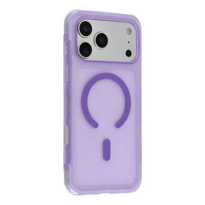 JAUCASE For iPhone 18 Pro Max / 17 Pro Max Magnetic Case Wave Texture PC + TPU Airbag Corner Protection Phone Cover with Camera Control Button - Transparent Purple
