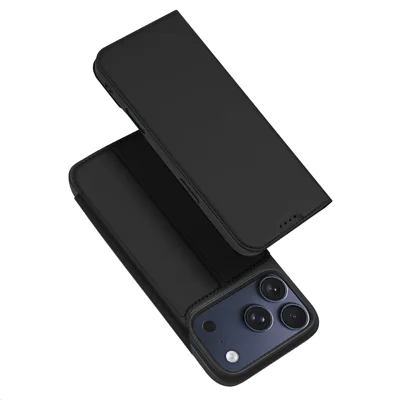 DUX DUCIS для iPhone 18 Pro Max Серия Skin Pro, чехол из кожи с подставкой и держателем карт - Черный