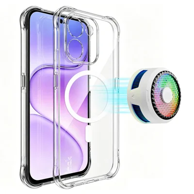 IMA K dla Honor 600 Smart 5G Obudowa magnetyczna Airbag ochrona przed wstrząsami pokrywa telefoniczna z przezroczystego TPU - Przezroczysta - Przezroczysta