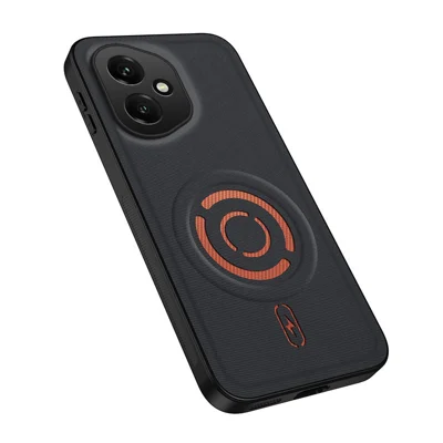 WANLONFENG pour Honor 400 5G (Global) Série KJB Étui Magnétique avec Texture en Tissu Technique Coque Anti-choc en PC+TPU - Noir