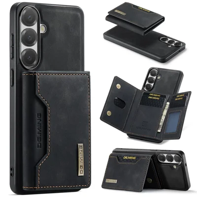 DG.MING M2 Series for Samsung Galaxy A24 4G (162.1mm) Magnetic Case PU + PC + TPU Phone Cover Detachable Wallet Kickstand - Black