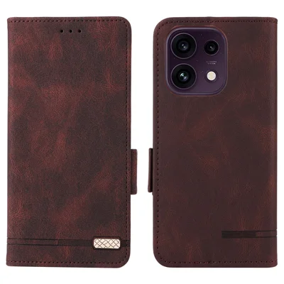 For Oppo Reno16 5G (Global)  /  Reno16 Pro 5G (Global) Case Leather Wallet Flip Phone Cover with Hardware Decor - Coffee