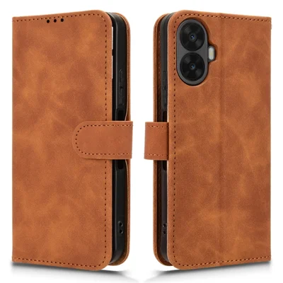 For TCL K70 Nxtpaper 5G Leather Case Skin Feel Anti Drop Wallet Stand Flip Phone Cover - Brown