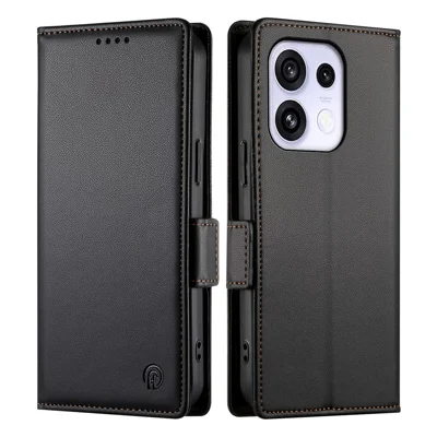 Til Oppo Reno16 F 5G  /  Reno16 FS 5G standtaske i PU-læder med wallet-beslag til telefon - Sort