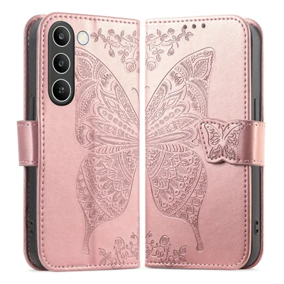 Til Realme C83 5G Taske med Snor, Sommerfuglemønster, PU Lædert Taske, Telefonbeskytning - Rosenød