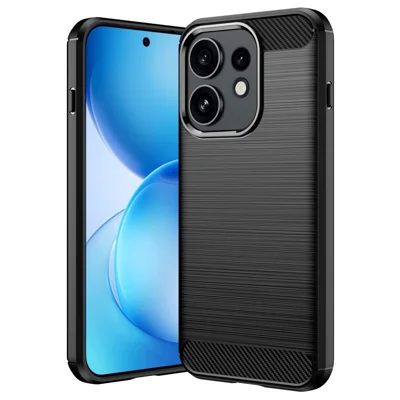 For Oppo Reno16 Pro 5G (Global) TPU Case Beskyttelsesdæksel med Carbonfiberstruktur, Satinet - Sort
