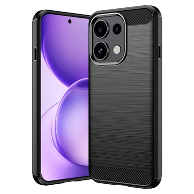 For Oppo Reno16 F 5G  /  Reno16 FS 5G TPU Case Protective Phone Cover Carbon Fiber Texture Brushed - Black