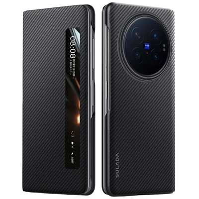 SULADA For vivo X Fold6 5G Magnetic Case View Window Leather Phone Cover with Auto Wake  /  Sleep - Black