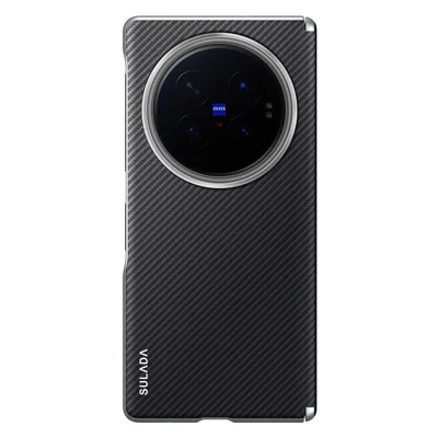 SULADA For vivo X Fold6 5G Magnetic Case Leather+PC Phone Cover Carbon Fiber Texture - Black