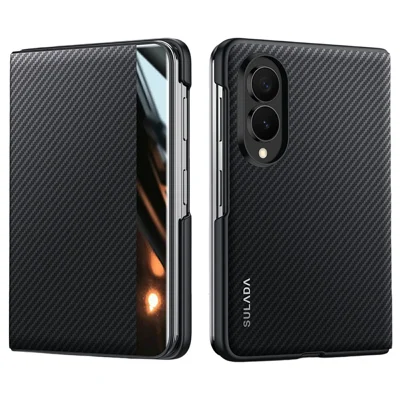 SULADA для Samsung Galaxy Z Fold8 чехол с магнитом и окошком, кожаный чехол с автоматической активацией / сна - Черный