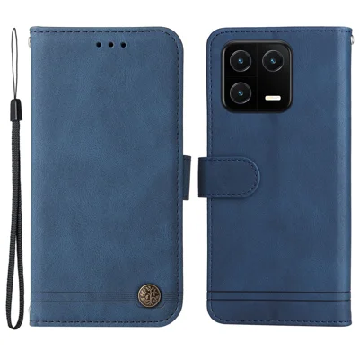 Für Xiaomi 13 Ledertasche Hüllen Hautgefühl Handytasche mit Ständer und Gurt - Blau