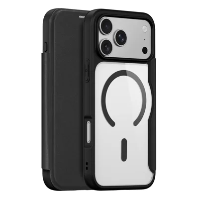 DUX DUCIS for iPhone 18 Pro / 17 Pro Magnetic Case Skin X Pro Series Flip Leather Cover - Black