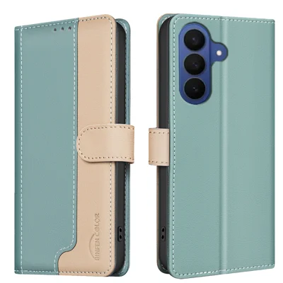  BINFEN COLOR for Samsung Galaxy A18 5G / Galaxy A17 5G / Galaxy A17 4G / Galaxy A26 5G / Galaxy A18 4G Leather Case Splicing Color RFID Blocking Wallet Stand Phone Cover - Green
