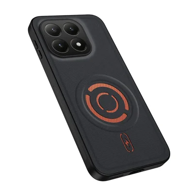 WANLONFENG pour Xiaomi 15T KJB Série Étui Magnétique avec Texture en Tissu Technique PC+TPU Couvercle Antichoc - Noir