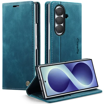 CASEME voor Samsung Galaxy Z Fold8 Ultra Portefeuillehoes 013 Serie PU Leren Hoes met Stand - Blauw