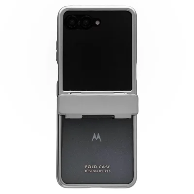 Гальванический чехол для Motorola Razr 70 / Razr 60 / Razr 50 5G, поликарбонатный чехол-книжка с защитой экрана — Серебристый