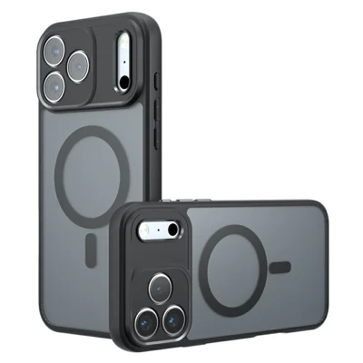 For iPhone 18 Pro Max Magnetisk TPU + PC Case med Matt Overflade og Godt Greb - Sort