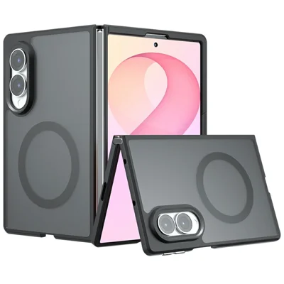 For Samsung Galaxy Z Fold8 Magnetic Case TPU + PC Matte Skin Touch Phone Cover - Black