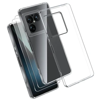Funda para Sony Xperia 1 VIII, funda transparente de TPU + 2 unidades de película protectora de cristal templado con borde curvo 2.5D