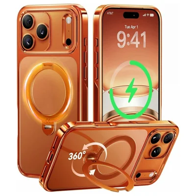 CASEKOO для iPhone 18 Pro / 17 Pro чехол поворотный магнитный подставкой TPE + TPU ударопрочный чехол - оранжевый