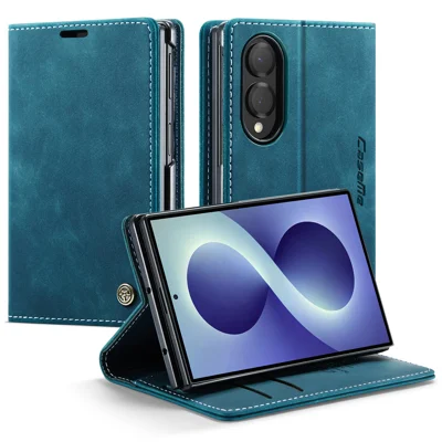 CASEME für Samsung Galaxy Z Fold8 Brieftaschenhülle 013 Serie PU-Leder Handyhülle mit Ständer - Blau