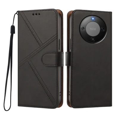 For Honor X9d 5G / Honor Magic8 Lite 5G / Honor X70 5G Taske Diamantstik PU-lædernet Wallet Flip Telefonbeskyttelse med Håndledsrem - Sort