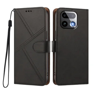 Obudowa do Realme 16 Pro+ 5G z diamentową stylizacją z kieszenią portfelową z korektem PU i opaską na nadgarstek — Czarny