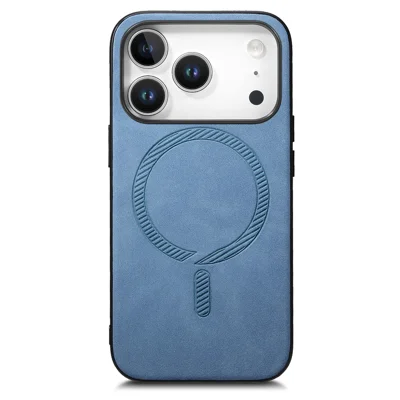 For iPhone 18 Pro Max / 17 Pro Max Magnetic Case Skin-touch Leather Back Phone Cover - Blue